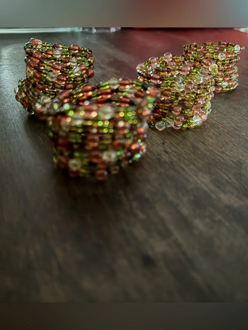 Set of 4 Pier 1 or Crate & Barrel Style Boho Beaded Napkin Rings Holders